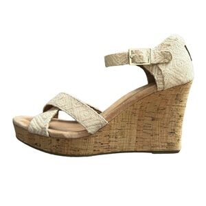 Toms Cork Wedge Sandals Size 9.5